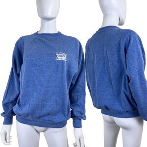Vintage Levi’s USA Size M Blue Cotton Crewneck Pullover Unisex Sweater Casual